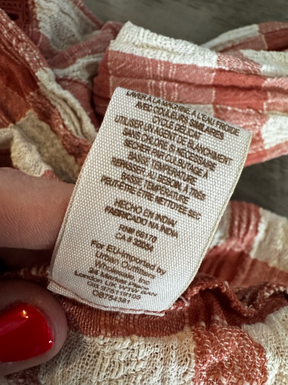 Free People Rust and Cream Plaid Peasant Tunic - Picture 5 of 7